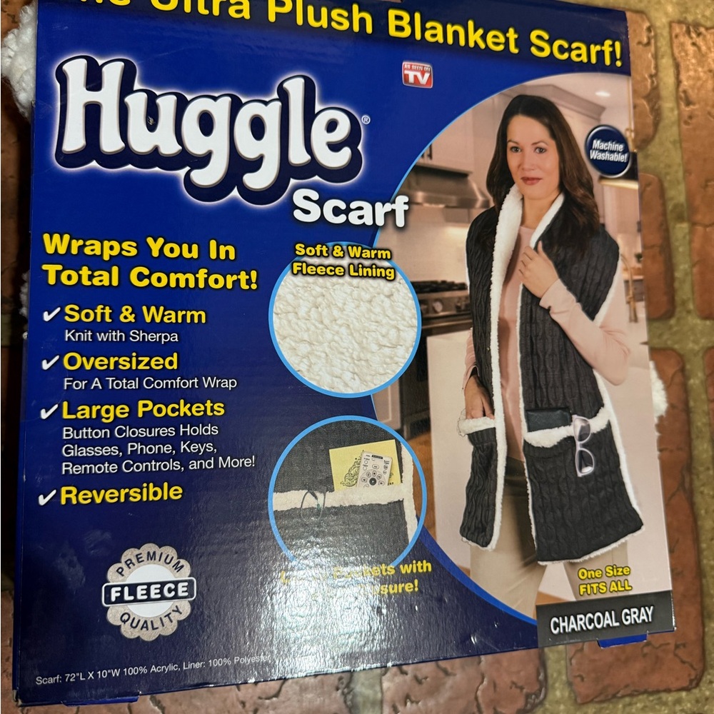 Huggle Charcoal Gray Blanket Huggle Scarf